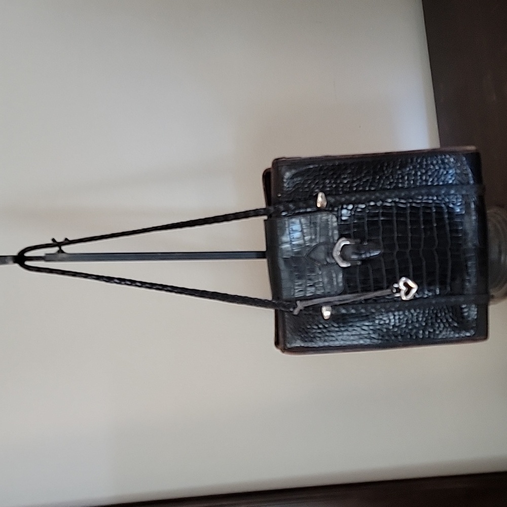 Brighton Brown Croc Leather Shoulder Bag - Picture 4 of 15